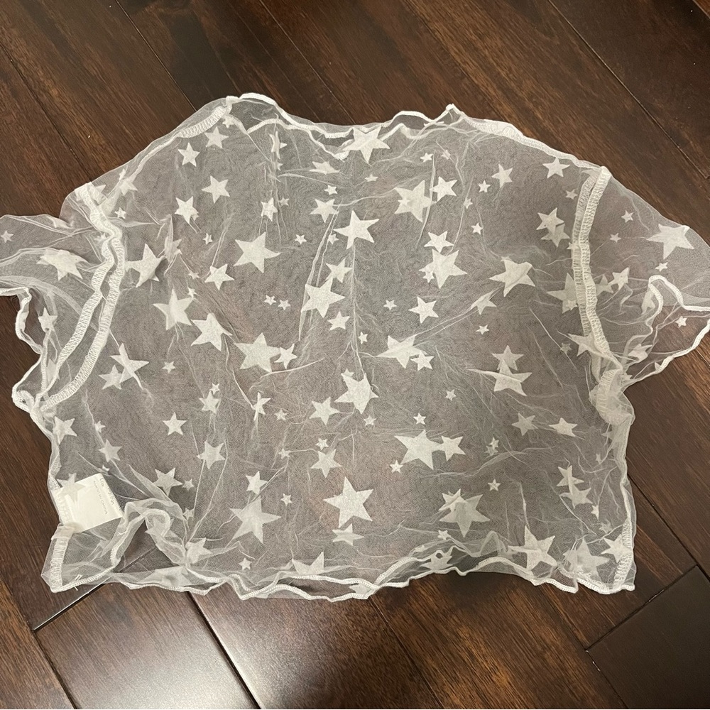 White Mesh Star Top